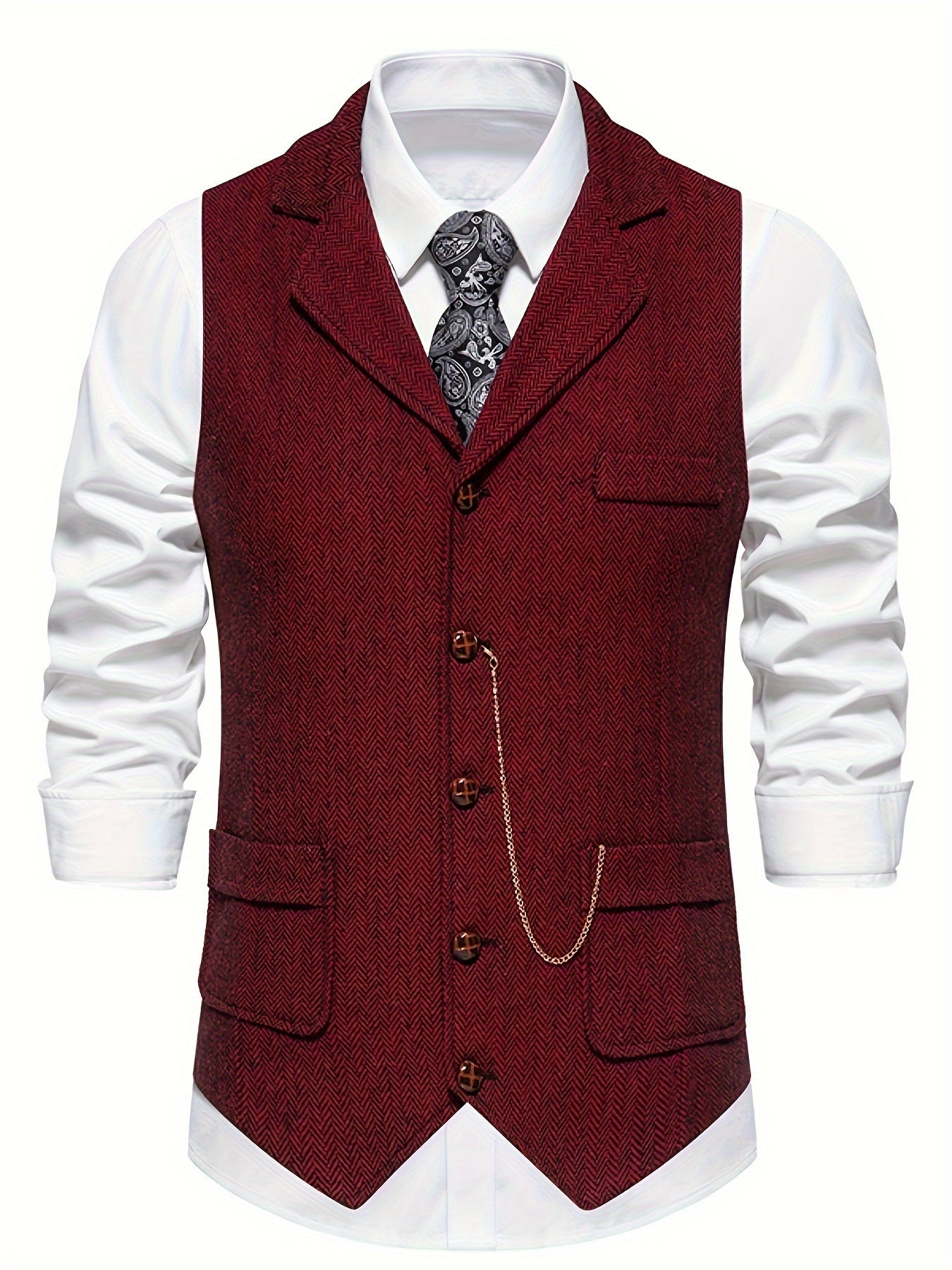 Men's Herringbone Waistcoat for Formal Occasions