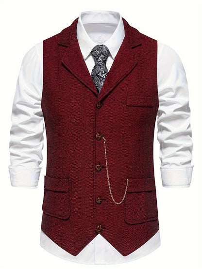 Men's Herringbone Waistcoat for Formal Occasions