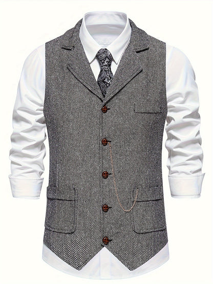 Men's Herringbone Waistcoat for Formal Occasions