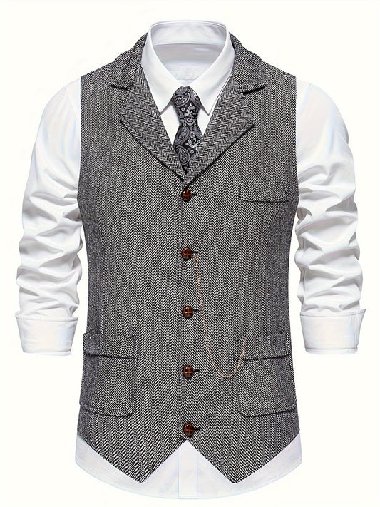 Men's Herringbone Waistcoat for Formal Occasions