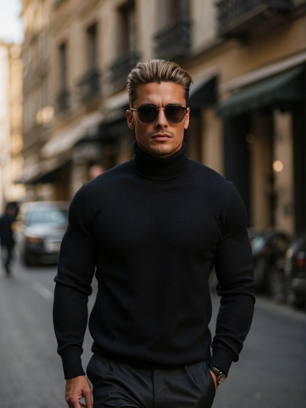 Men's High-Neck Knit Sweater for Stylish Layering