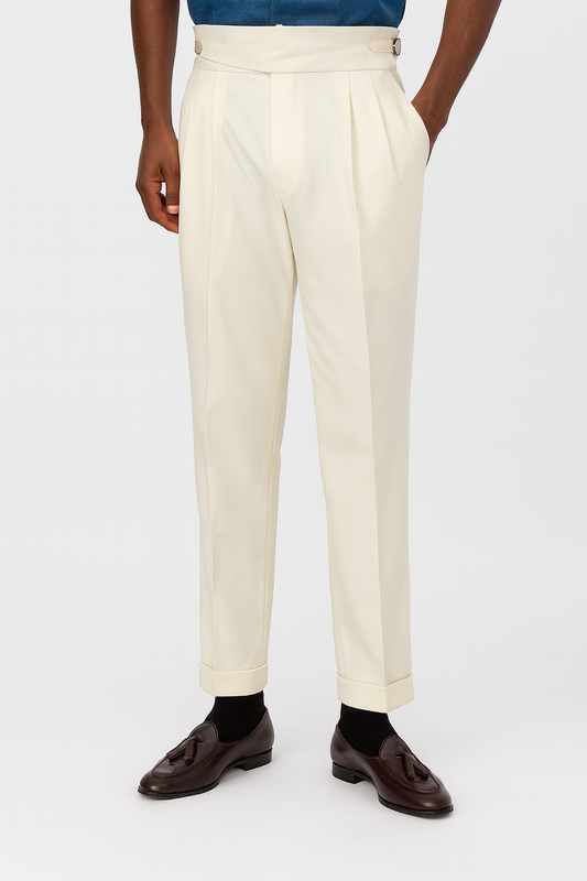 Men’s High-Waisted Pleated Trousers for Stylish Events