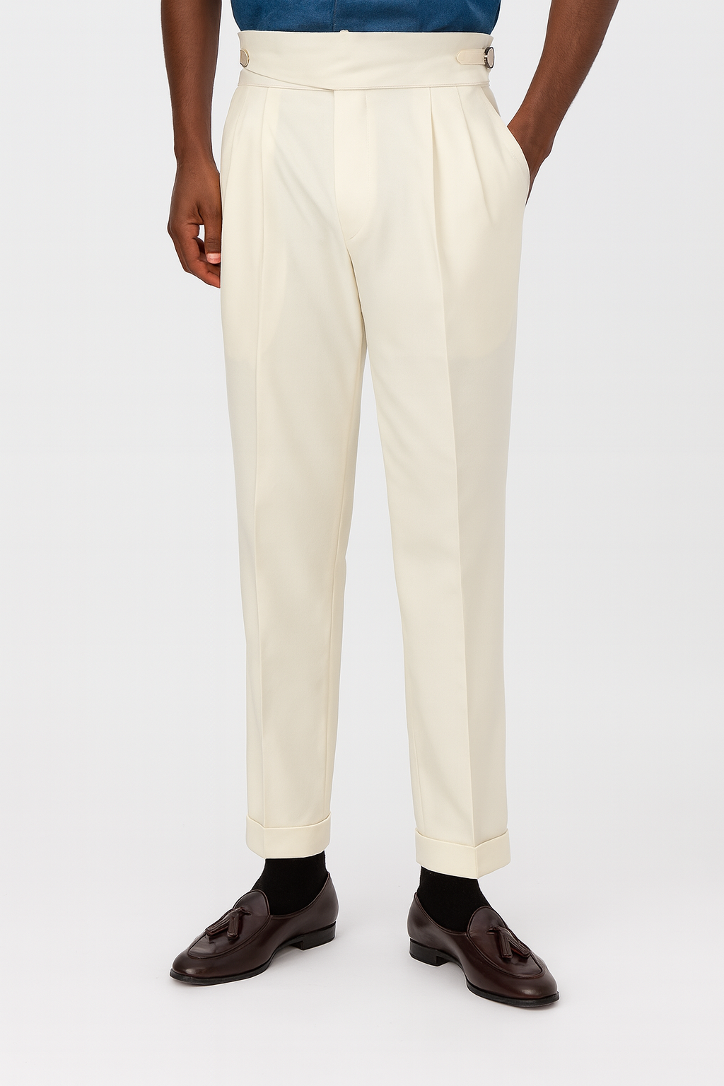 Men’s High-Waisted Pleated Trousers for Stylish Events