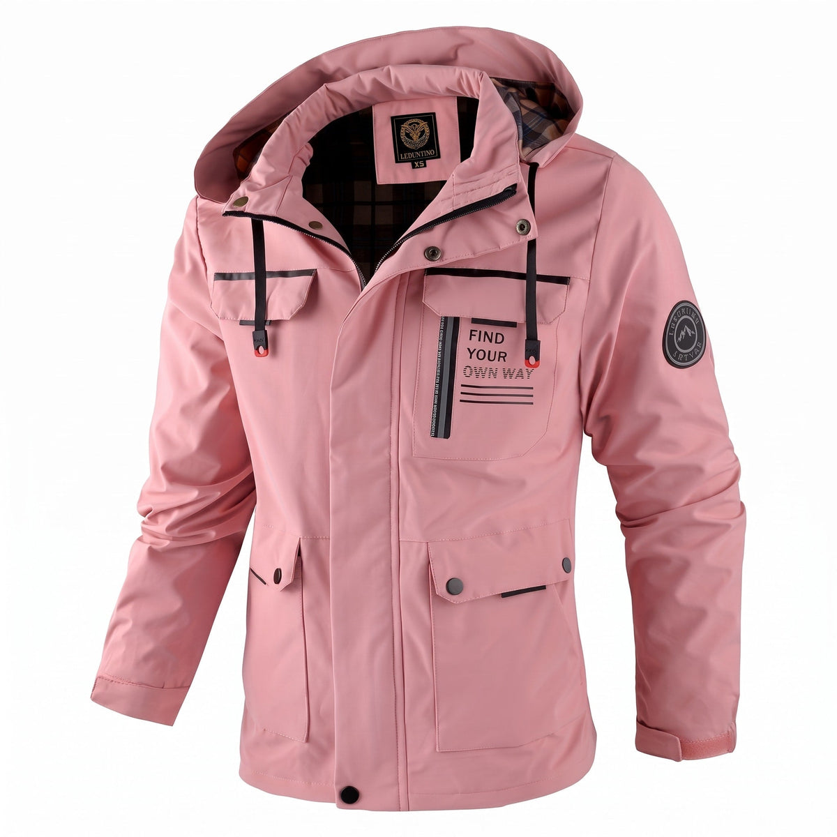 Men's Hooded Jacket Multiple Pockets Adjustable Hood