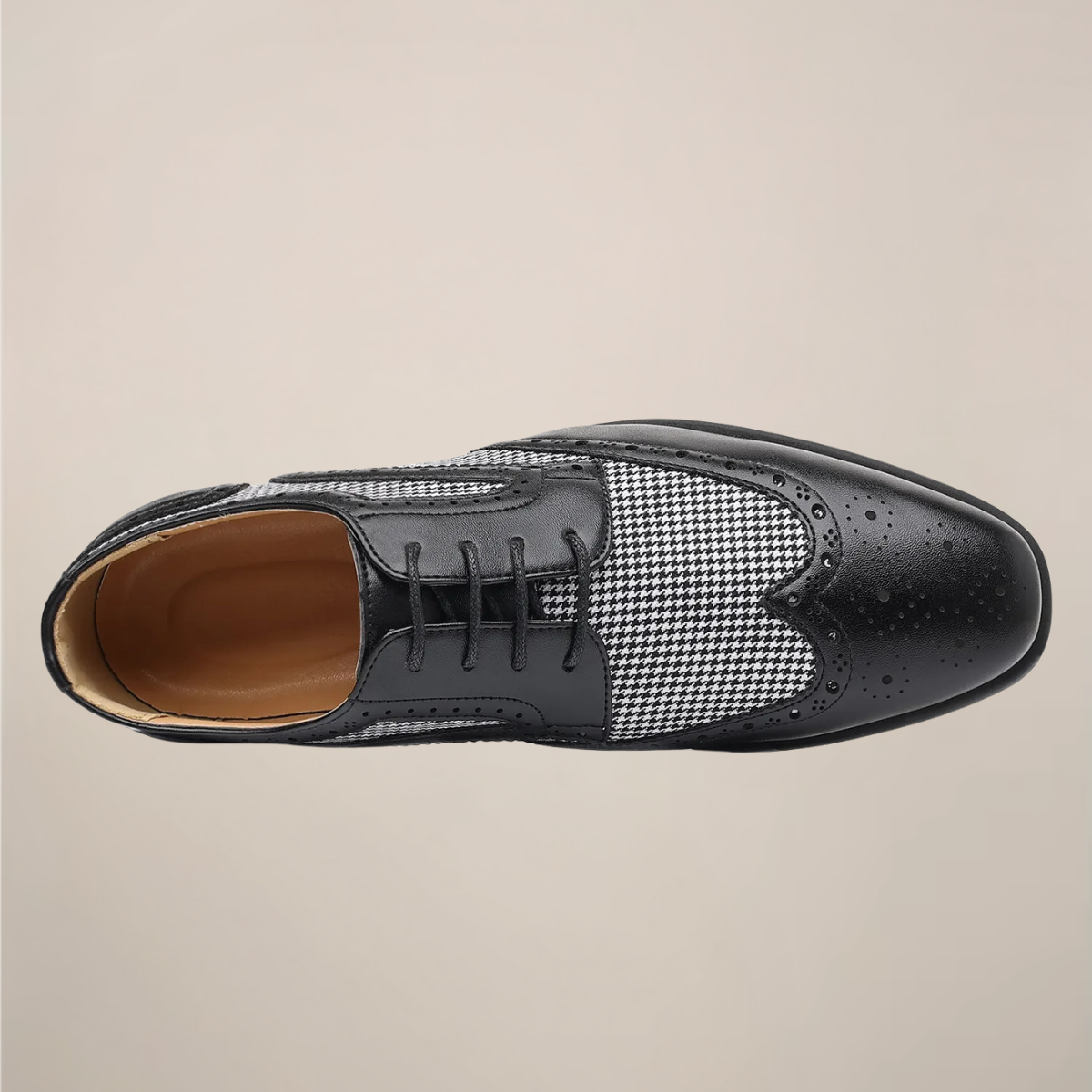Men’s Houndstooth Oxford Dress Shoes - Sophisticated Brogue Style for Formal Events