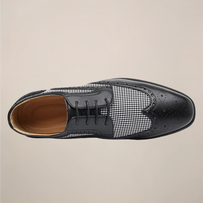 Men’s Houndstooth Oxford Dress Shoes - Sophisticated Brogue Style for Formal Events