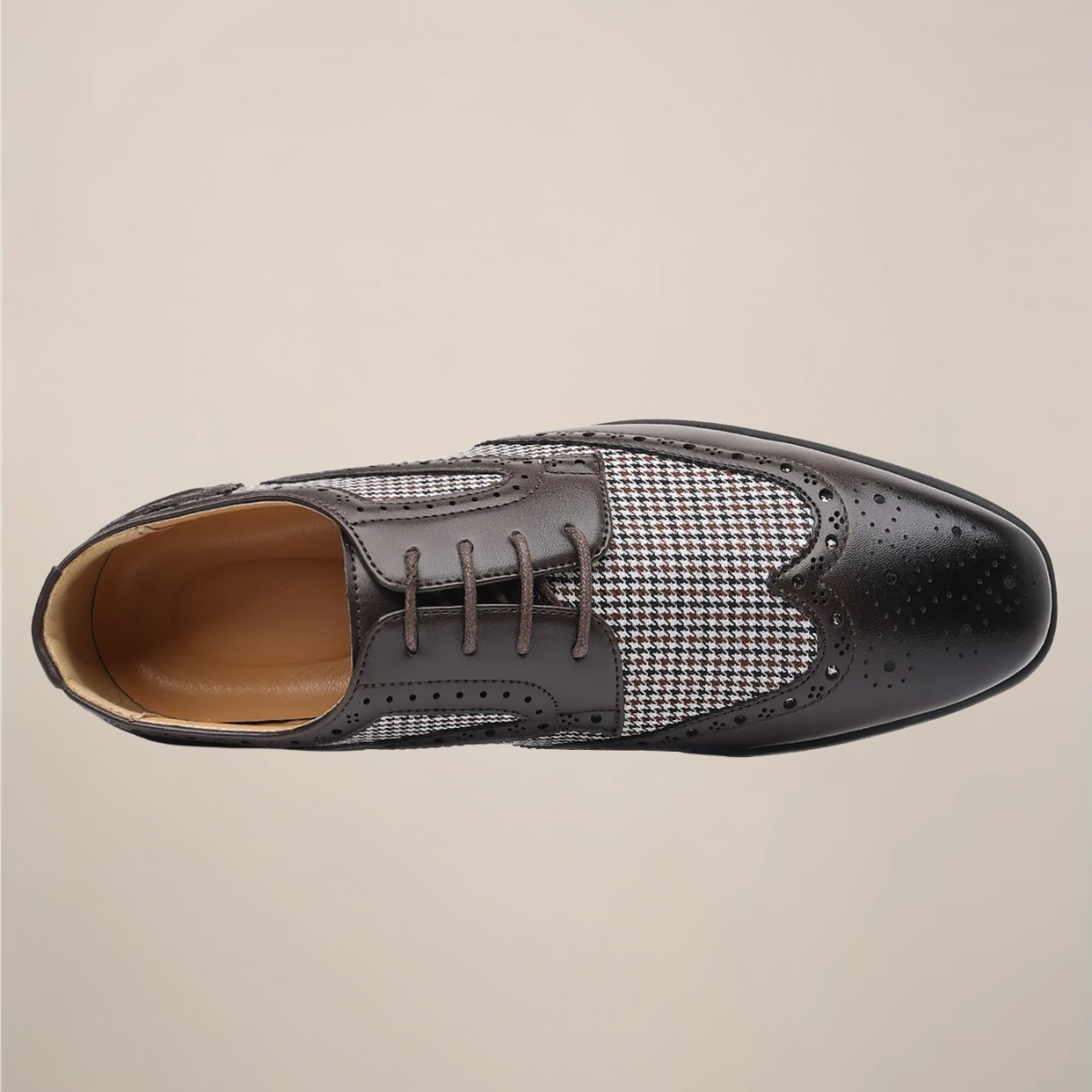 Men’s Houndstooth Oxford Dress Shoes - Sophisticated Brogue Style for Formal Events