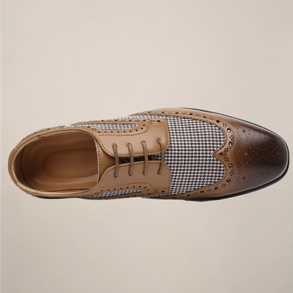 Men’s Houndstooth Oxford Dress Shoes - Sophisticated Brogue Style for Formal Events