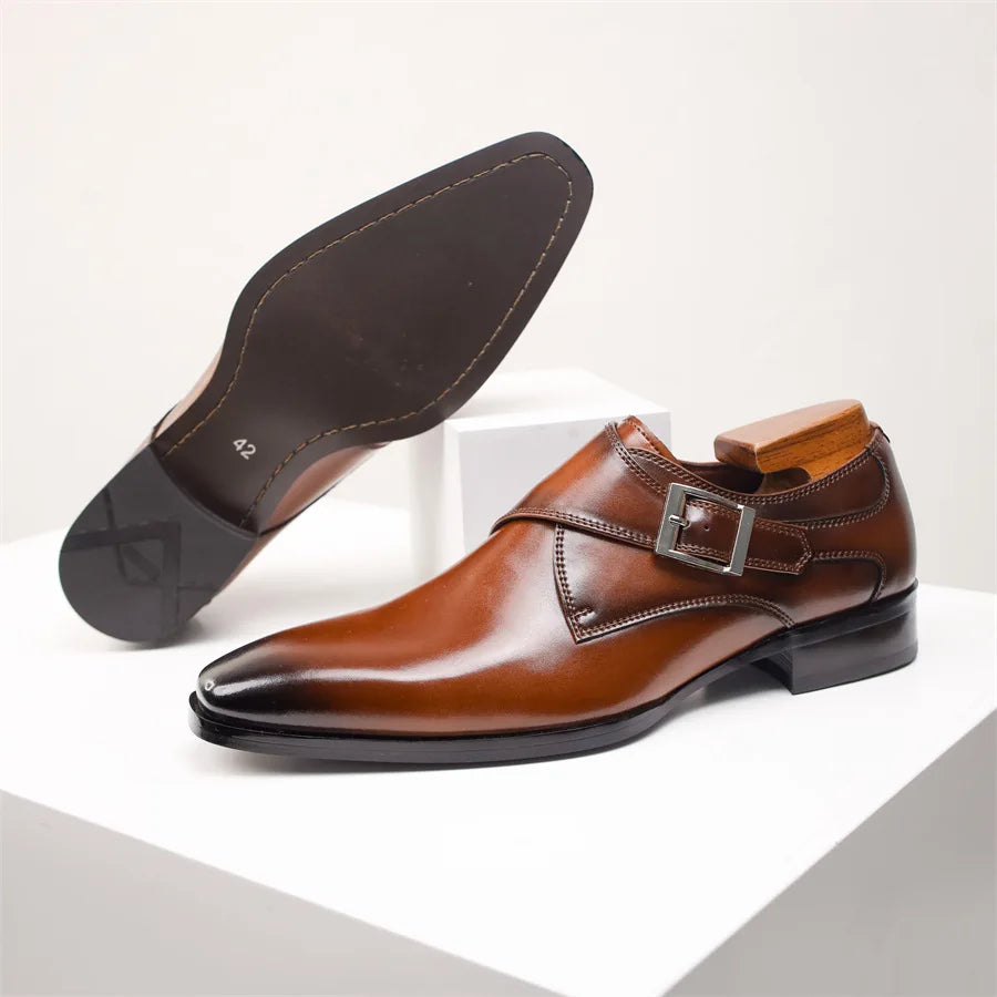 Men's Italian Monk Strap Dress Shoes - Chic Buckle Design for Formal Events