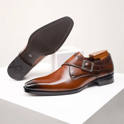 Men's Italian Monk Strap Dress Shoes - Chic Buckle Design for Formal Events