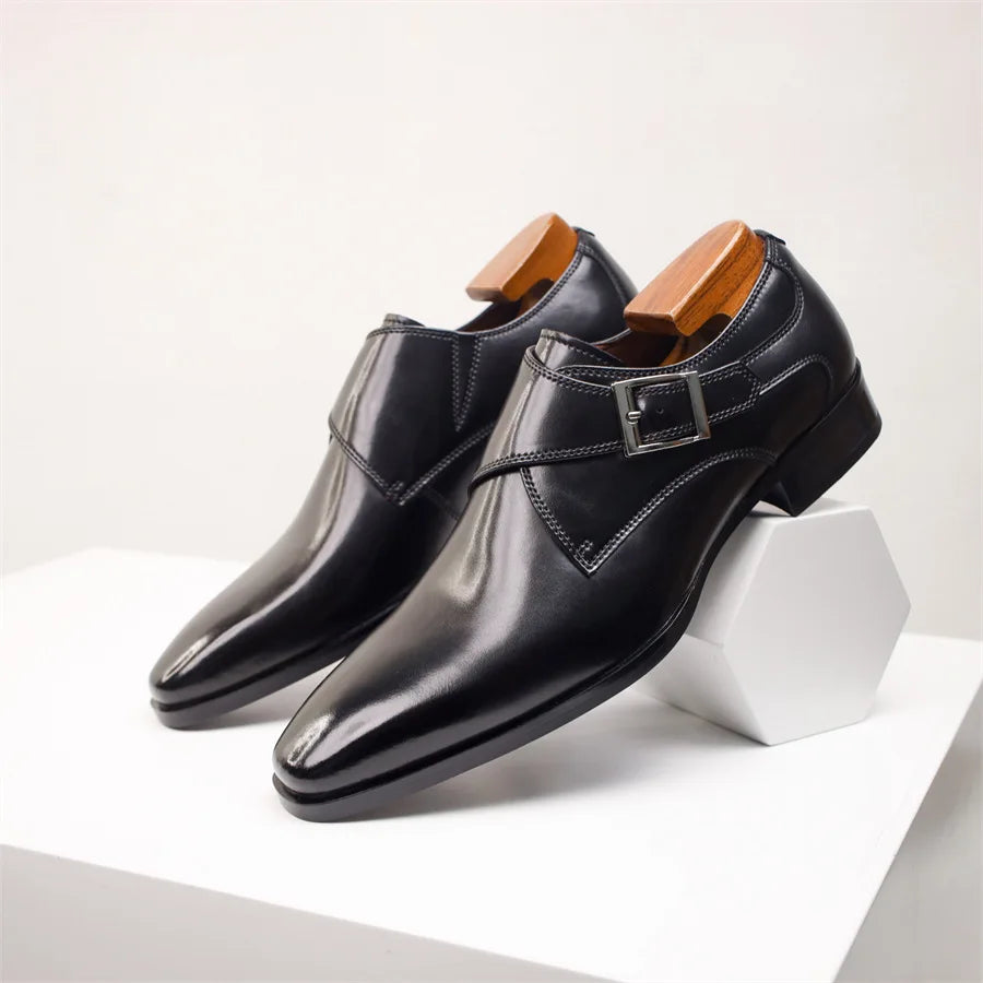 Men's Italian Monk Strap Dress Shoes - Chic Buckle Design for Formal Events