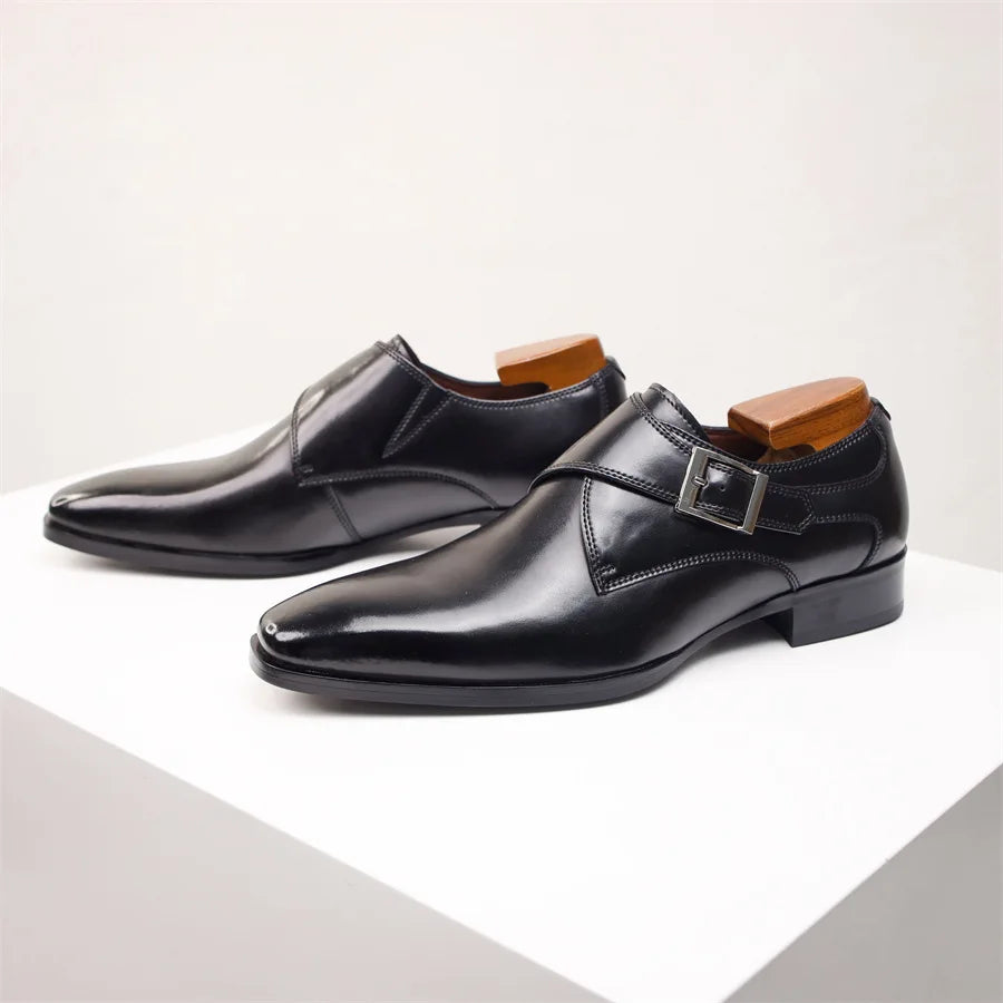 Men's Italian Monk Strap Dress Shoes - Chic Buckle Design for Formal Events