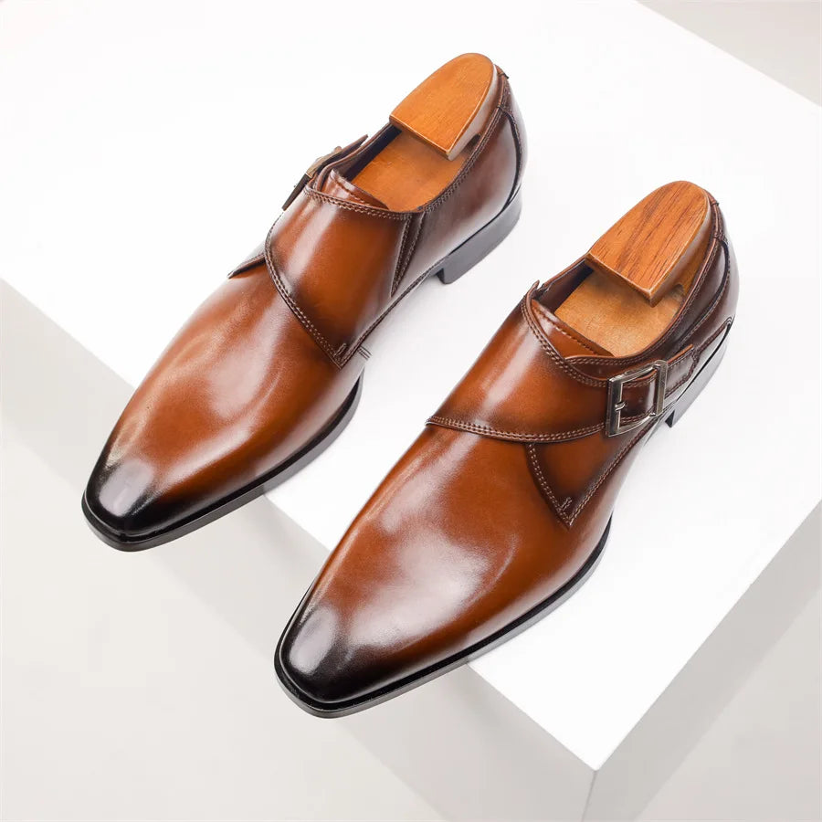 Men's Italian Monk Strap Dress Shoes - Chic Buckle Design for Formal Events