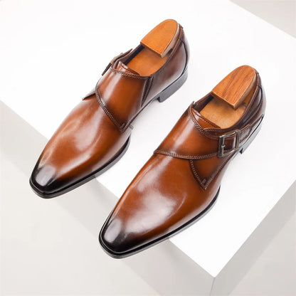 Men's Italian Monk Strap Dress Shoes - Chic Buckle Design for Formal Events