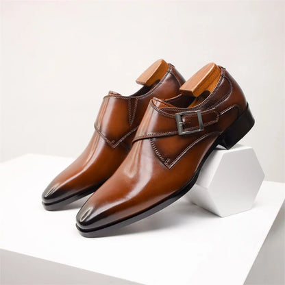 Men's Italian Monk Strap Dress Shoes - Chic Buckle Design for Formal Events