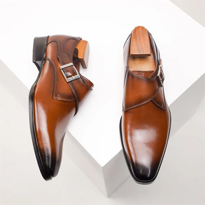 Men's Italian Monk Strap Dress Shoes - Chic Buckle Design for Formal Events