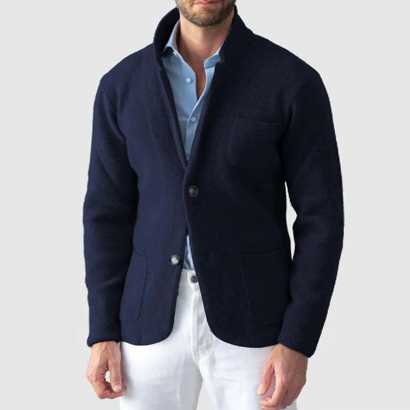 Men’s Knit Blazer Jacket with Patch Pockets