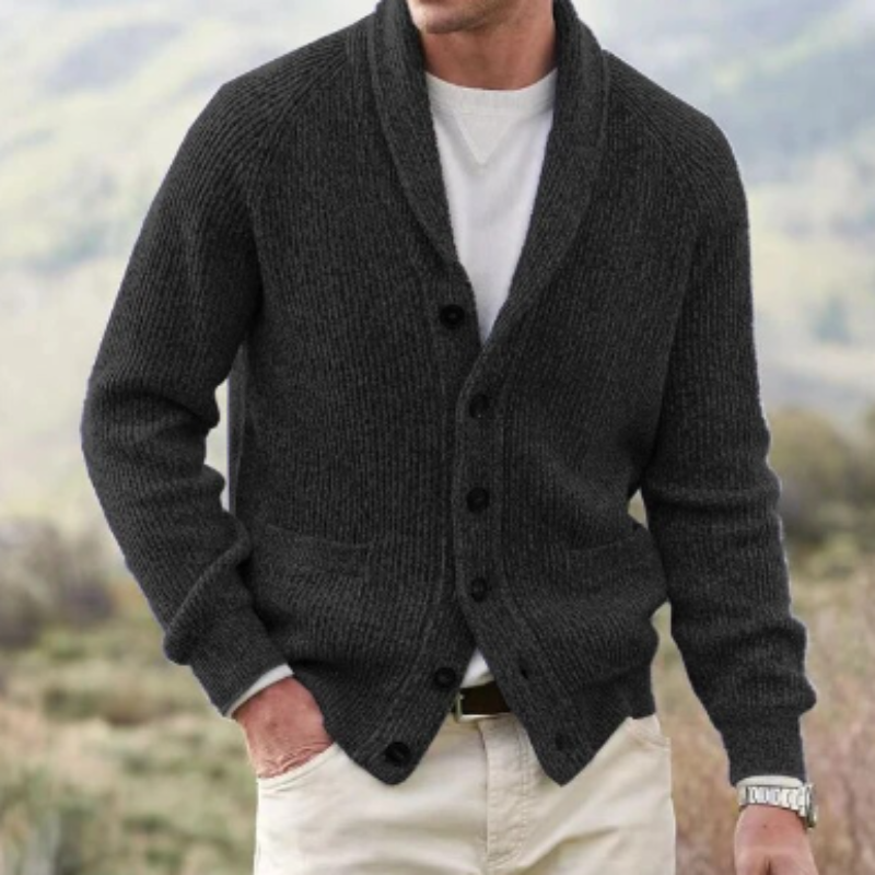 Men's Knit Cardigan - Shawl Collar Style for All Occasions