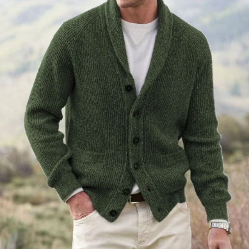 Men's Knit Cardigan - Shawl Collar Style for All Occasions