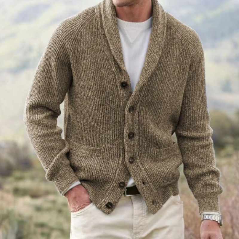 Men's Knit Cardigan - Shawl Collar Style for All Occasions