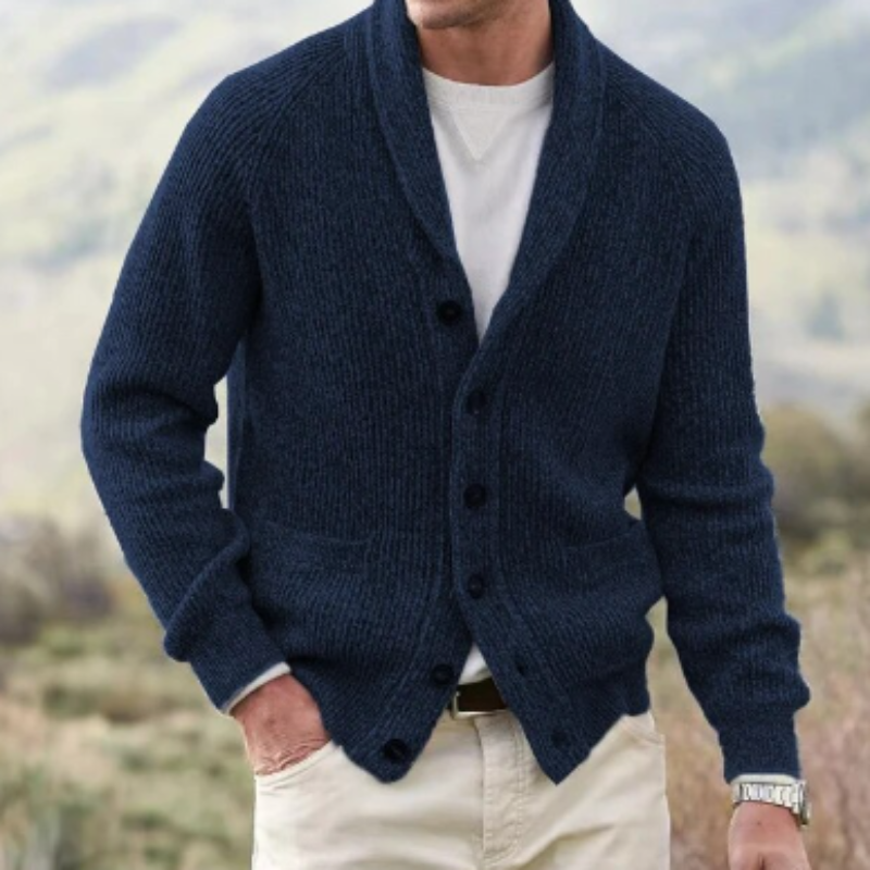 Men's Knit Cardigan - Shawl Collar Style for All Occasions