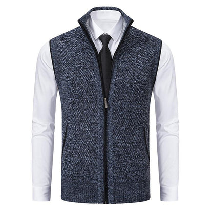 Men's Knit Gilet - Mock Neck Sweater Vest for Stylish Layering