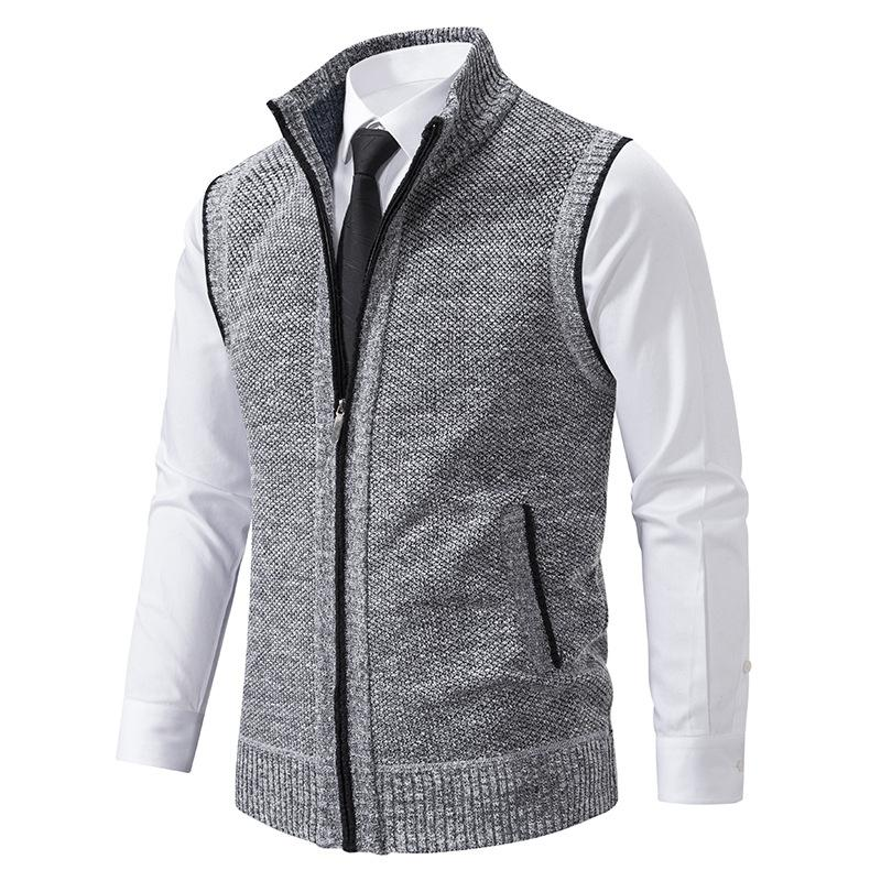 Men's Knit Gilet - Mock Neck Sweater Vest for Stylish Layering