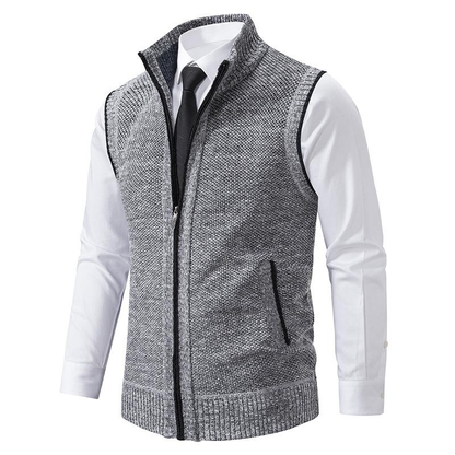 Men's Knit Gilet - Mock Neck Sweater Vest for Stylish Layering