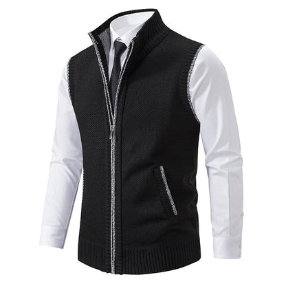 Men's Knit Gilet - Mock Neck Sweater Vest for Stylish Layering