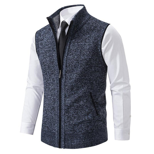 Men's Knit Gilet - Mock Neck Sweater Vest for Stylish Layering