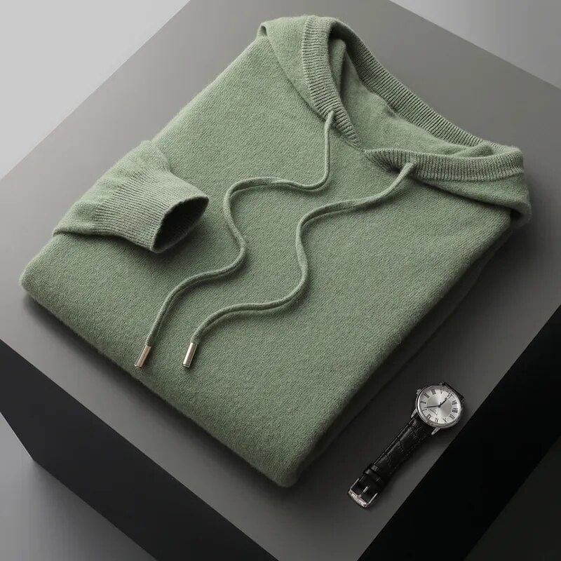 Men’s Knit Hoodie Sweater with Drawstring Hood