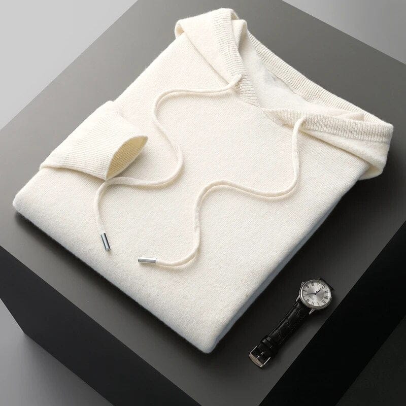Men’s Knit Hoodie Sweater with Drawstring Hood