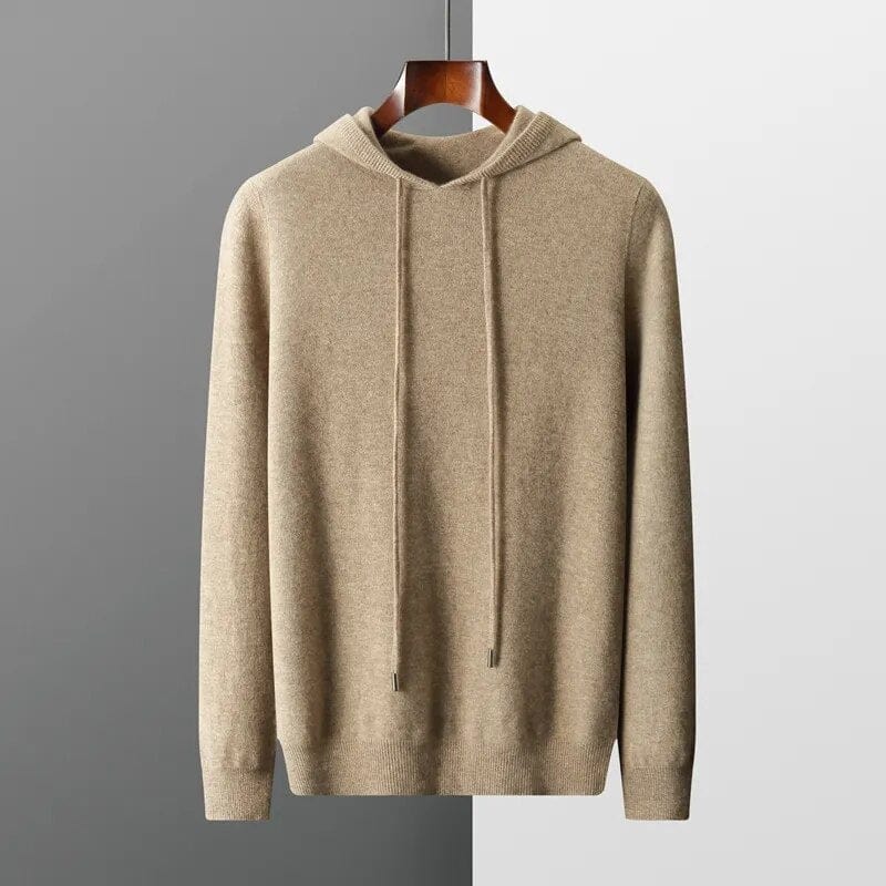 Men’s Knit Hoodie Sweater with Drawstring Hood