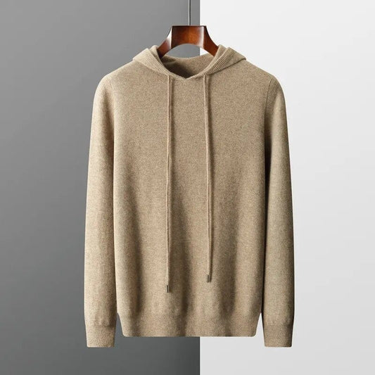 Men’s Knit Hoodie Sweater with Drawstring Hood