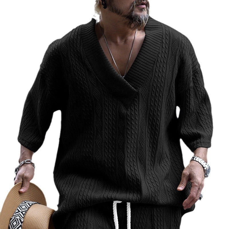 Men's Knit Pullover | V-Neck & Relaxed Fit