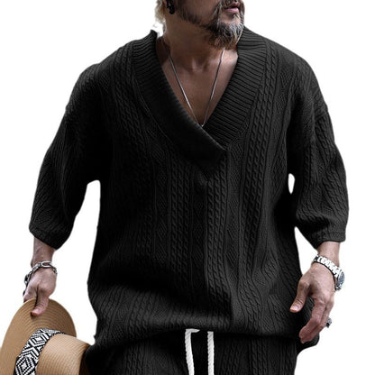 Men's Knit Pullover | V-Neck & Relaxed Fit