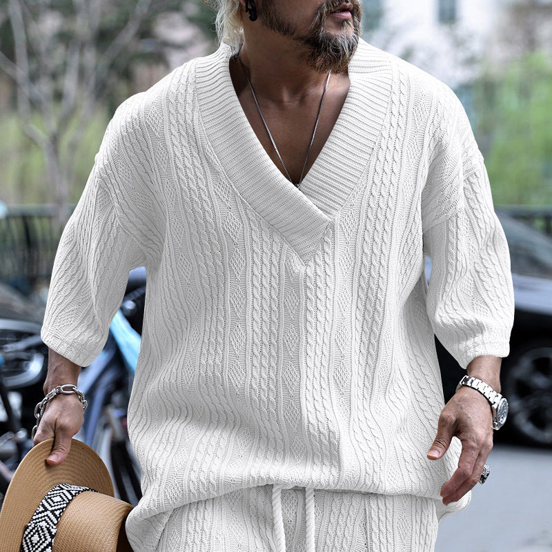 Men's Knit Pullover | V-Neck & Relaxed Fit