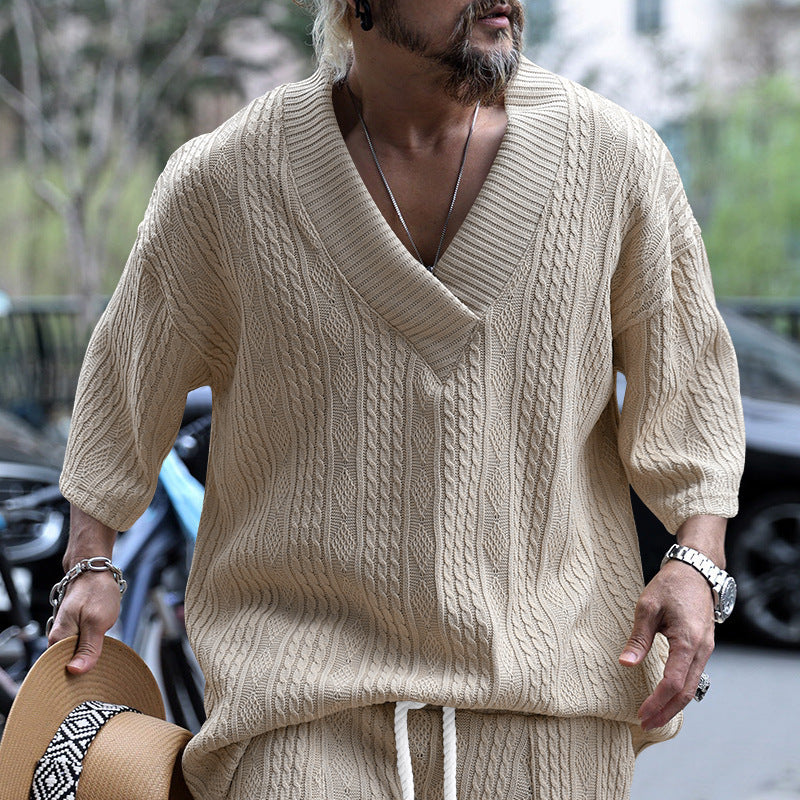 Men's Knit Pullover | V-Neck & Relaxed Fit