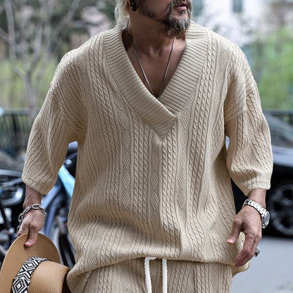 Men's Knit Pullover | V-Neck & Relaxed Fit