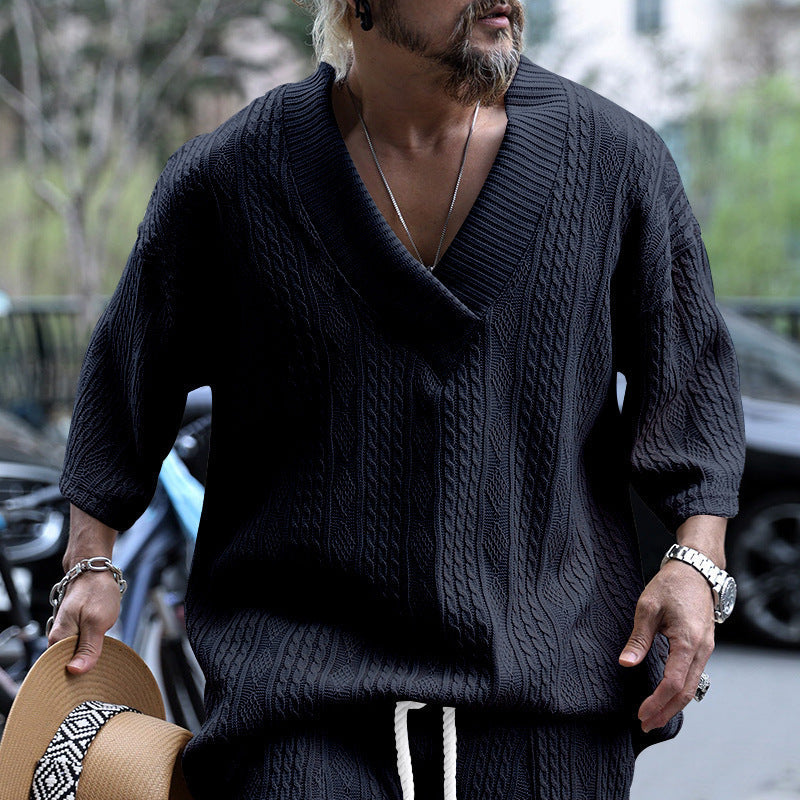 Men's Knit Pullover | V-Neck & Relaxed Fit