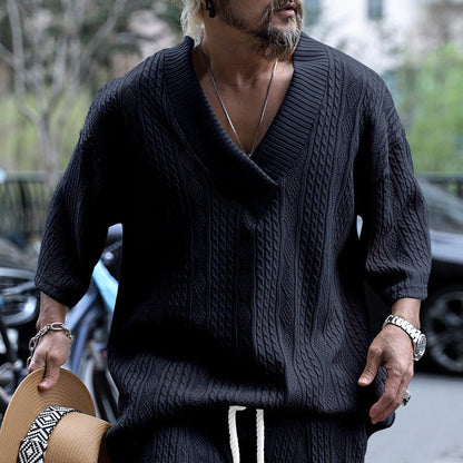Men's Knit Pullover | V-Neck & Relaxed Fit