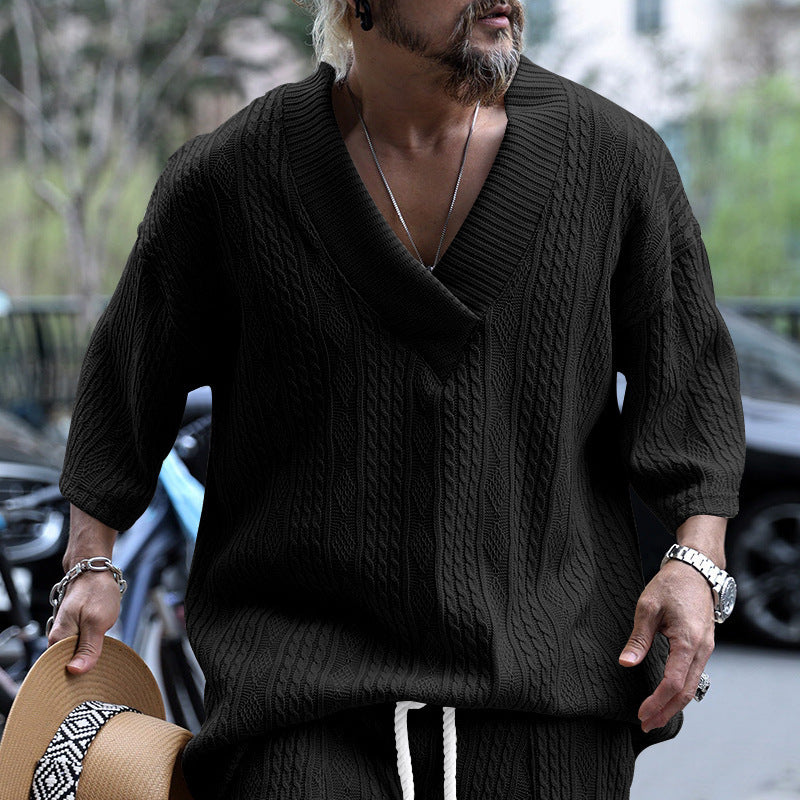 Men's Knit Pullover | V-Neck & Relaxed Fit