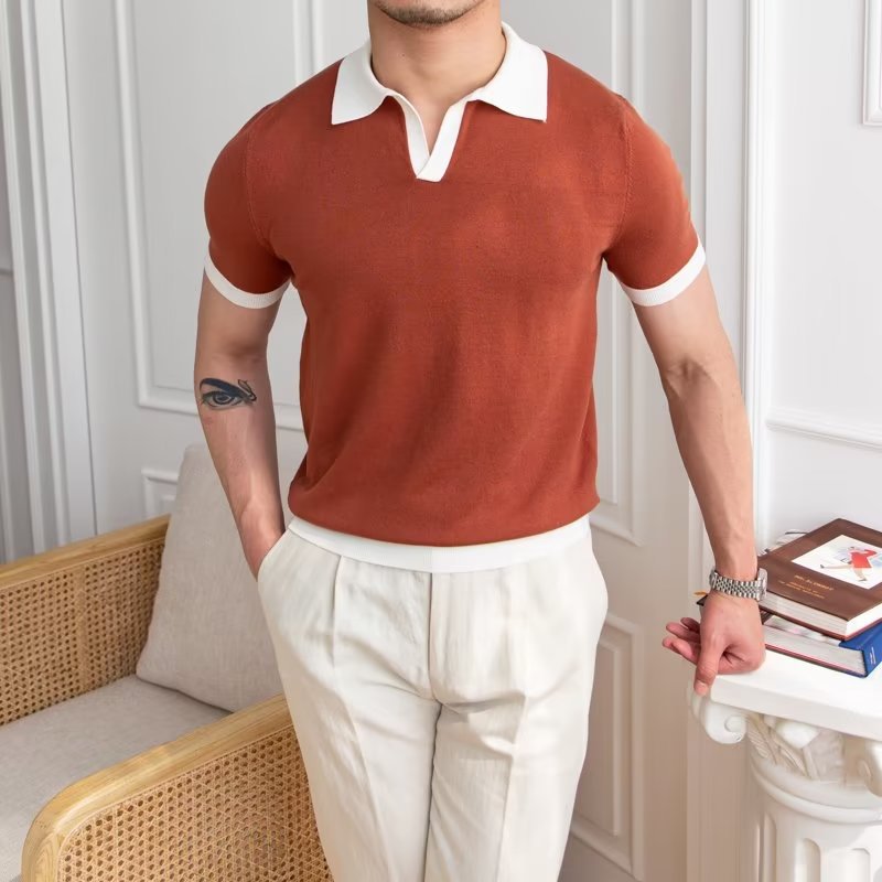 Men's Knitted Polo Shirt for Everyday Wear