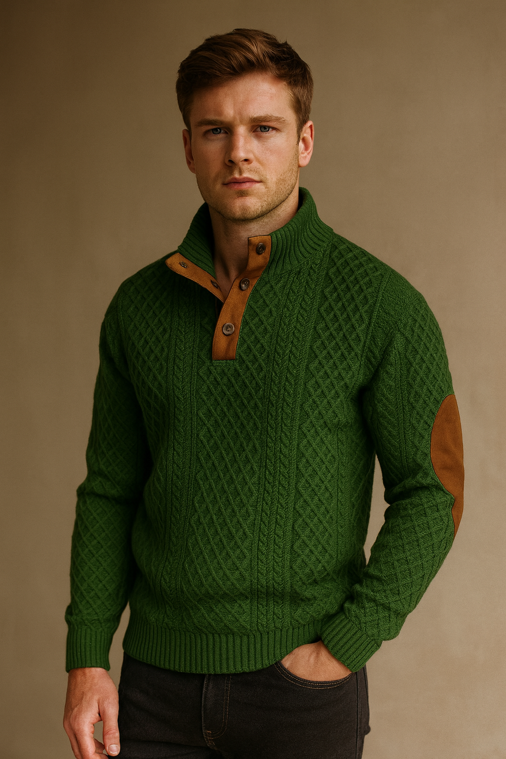Men's Knitted Sweater - Jacquard Style for Smart Casual Wear
