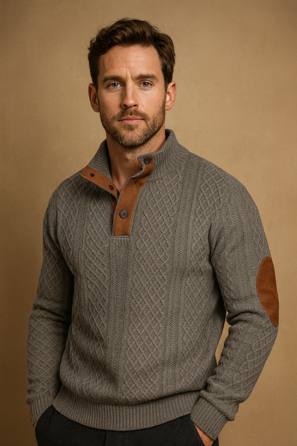 Men's Knitted Sweater - Jacquard Style for Smart Casual Wear