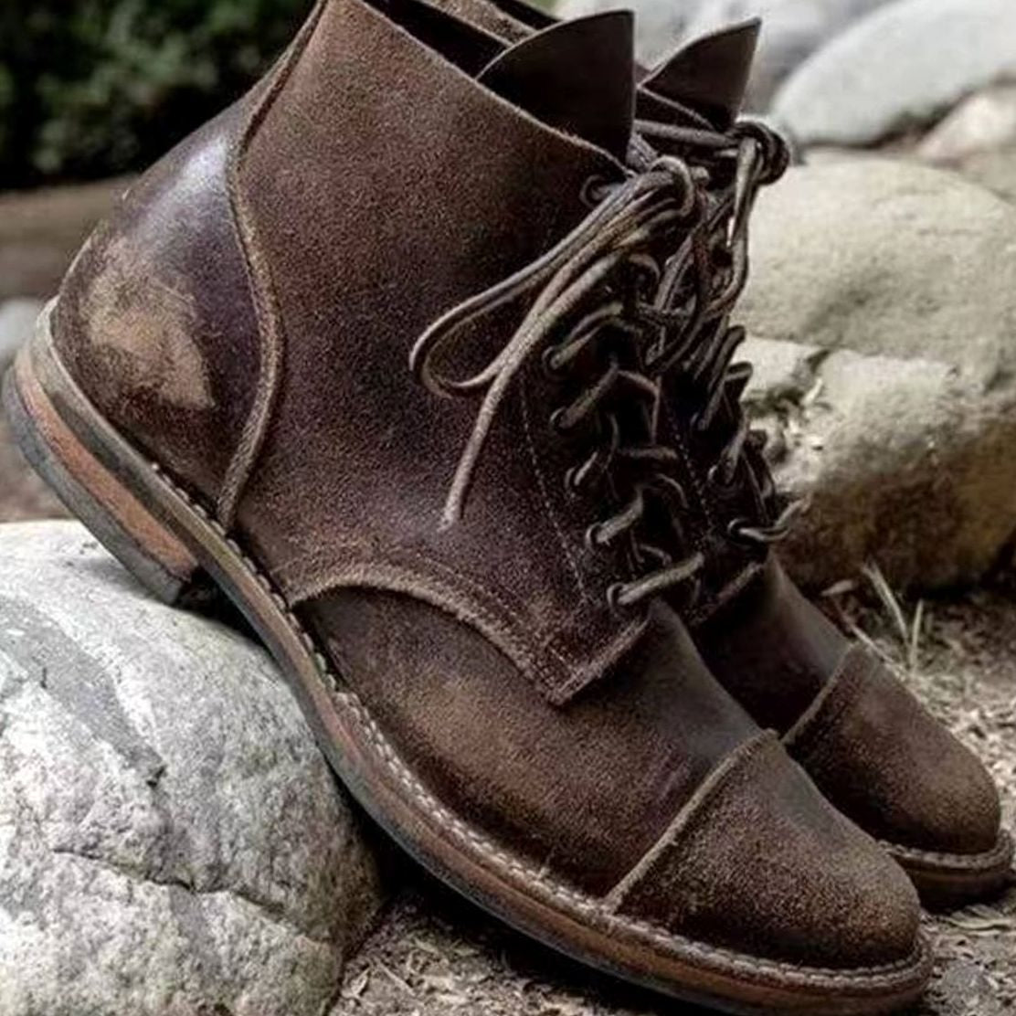 Men's Lace-Up Ankle Boots Warm Rugged Winter Boots
