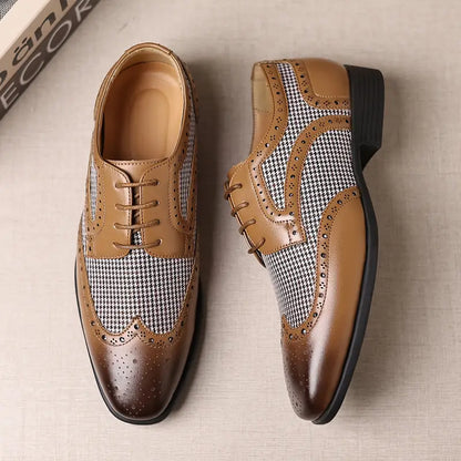 Men’s Lace-Up Brogue Oxford Shoes for Formal and Smart Casual Wear