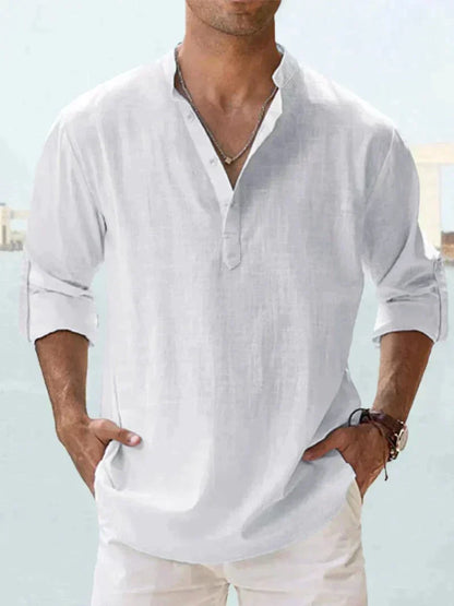 Men's Linen Button-Up Shirt for Summer Events