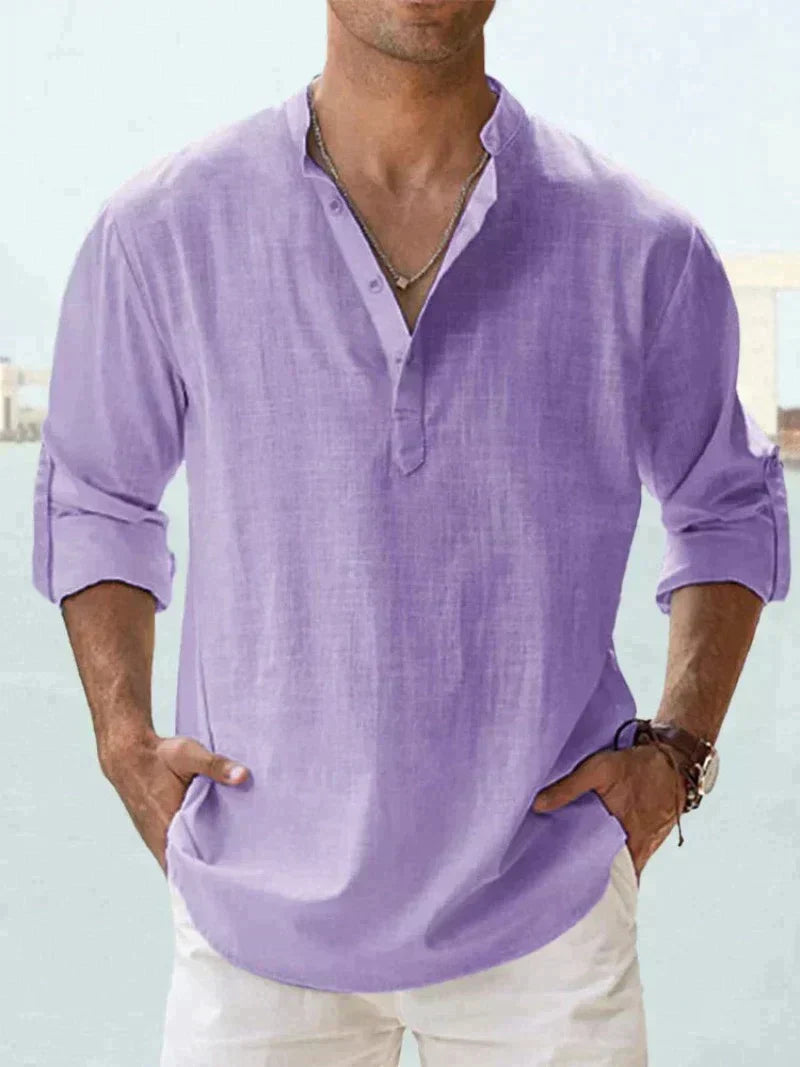 Men's Linen Button-Up Shirt for Summer Events
