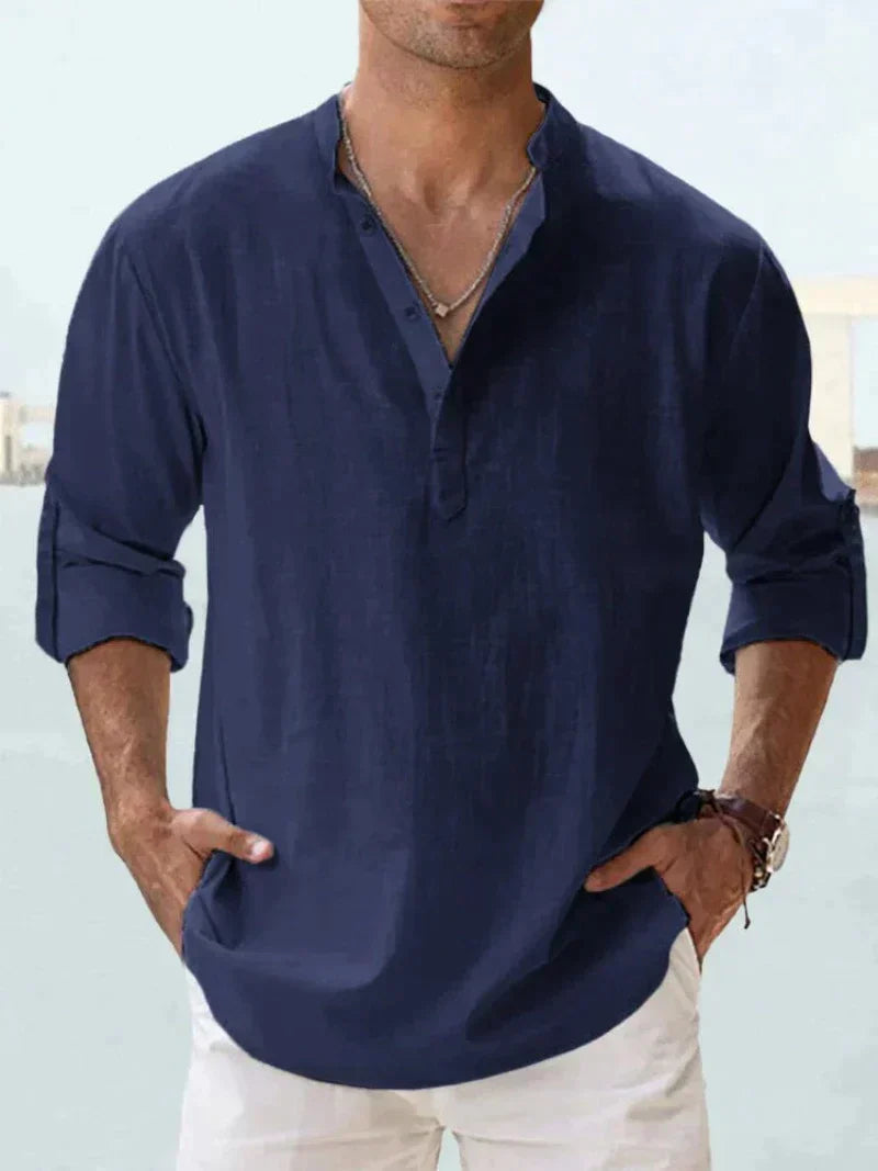 Men's Linen Button-Up Shirt for Summer Events